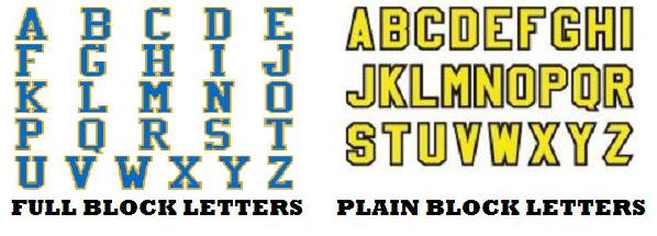 football jersey letters